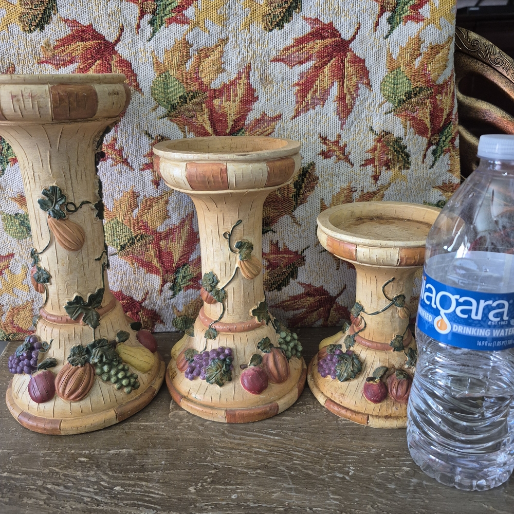 Rustic Harvest Candle Holder Set
